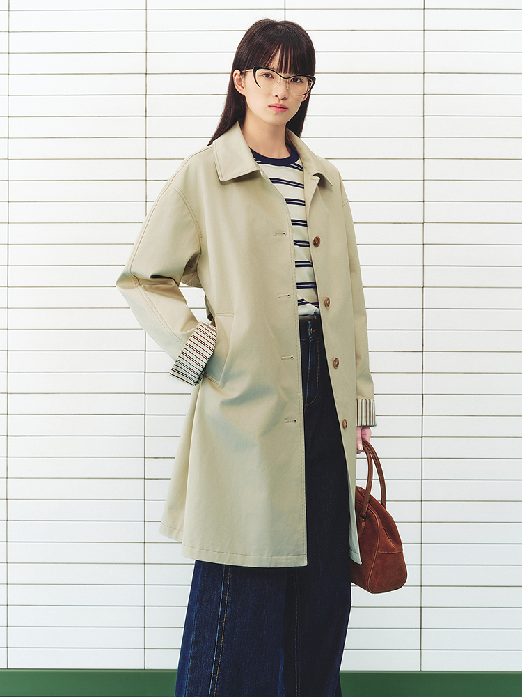 ToyzY2026春季新款宽松落肩简约翻领风衣ZC36107030