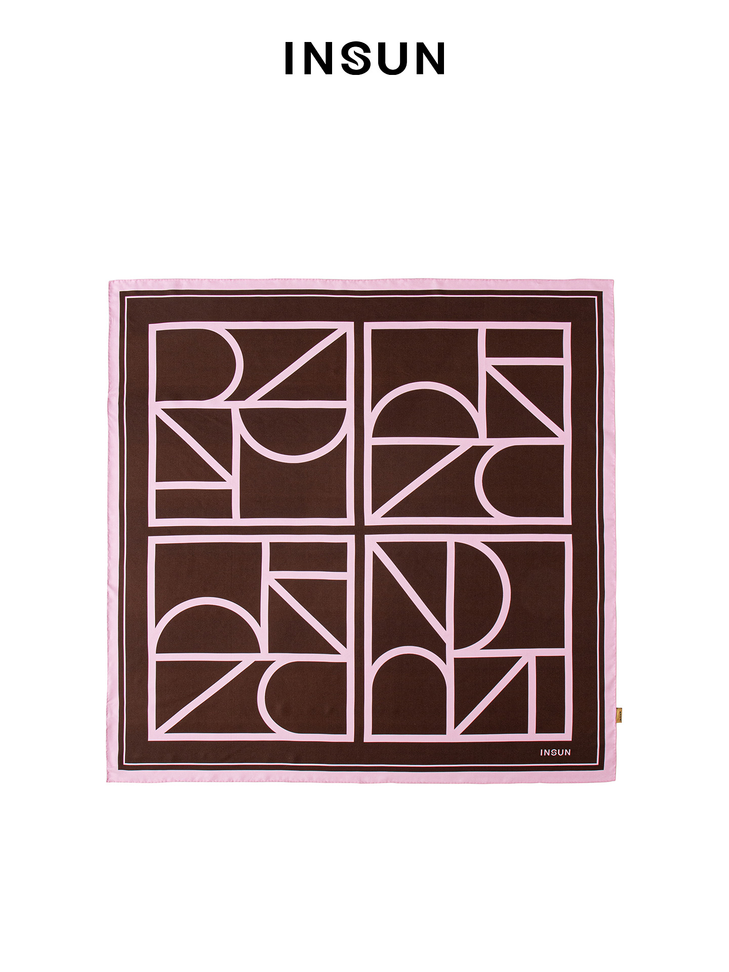 INSUN恩裳2026春季双面印花几何桑蚕丝丝巾9C36190010