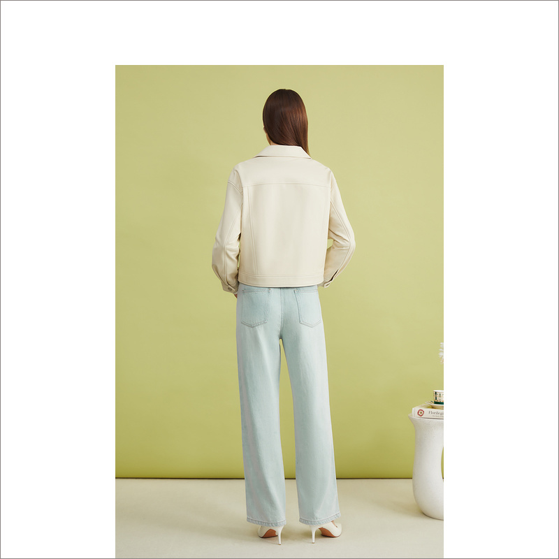 YINER音儿专选女装2024春季短外套廓形时髦皮衣8C64109016