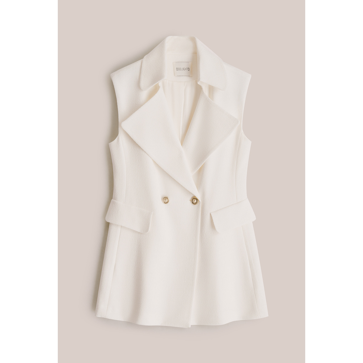OBBLIGATO奥丽嘉朵2024夏季金标本白翻领垫肩西装马甲1C34201040