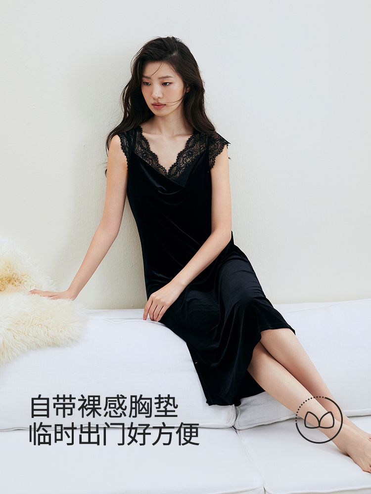 性感优雅带杯丝绒裙8J34527030