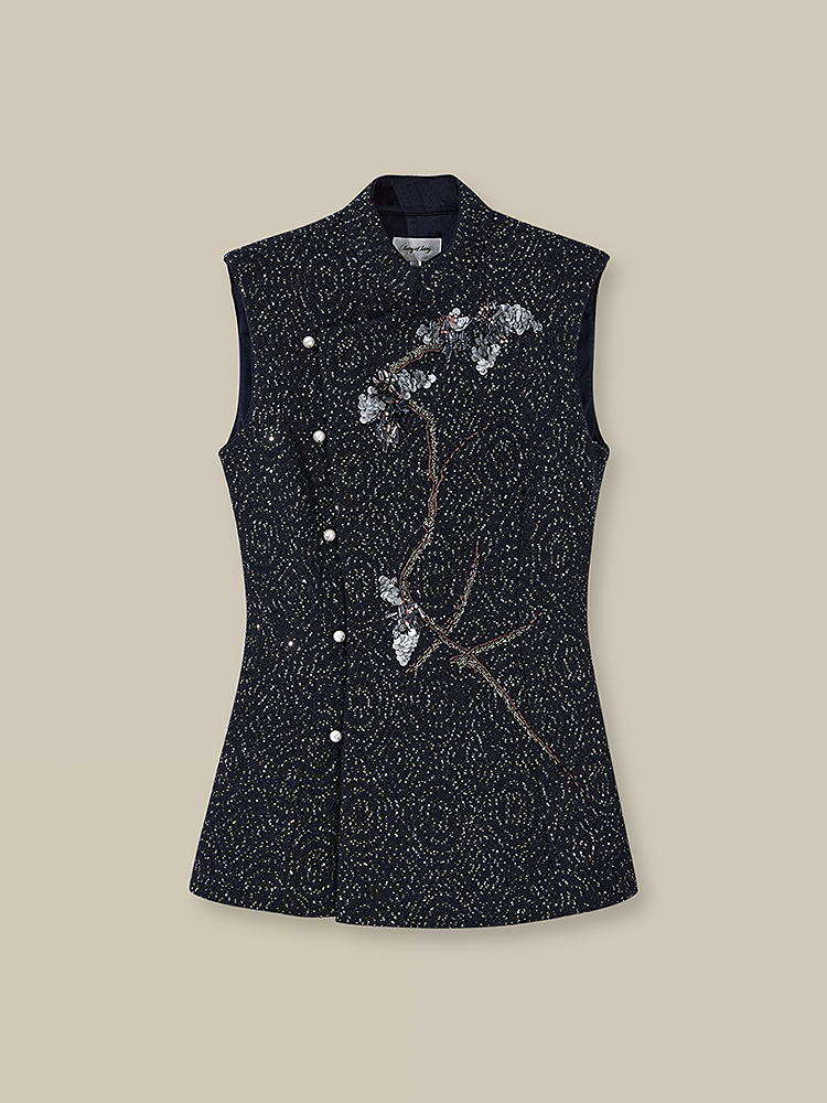 Song of Song歌中歌2025冬季新品墨韵流光·新中式珠片绣花马甲5C35501020