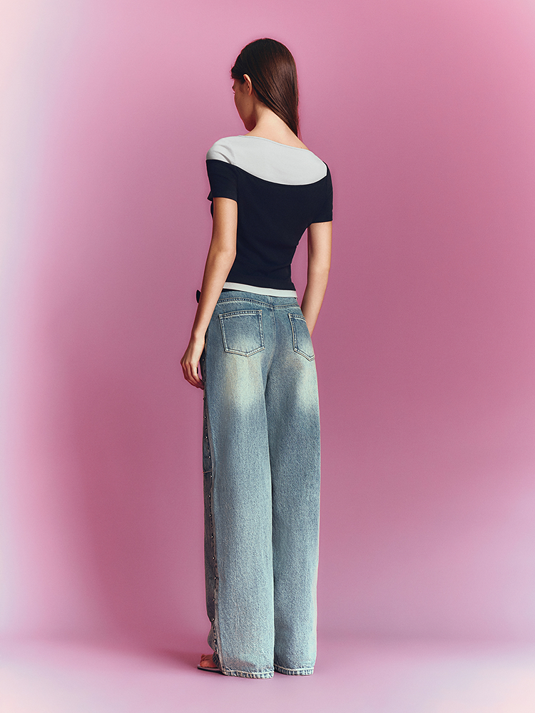 SALT.P可颜 2026夏季新款撞色假两件针织衫AC36260110