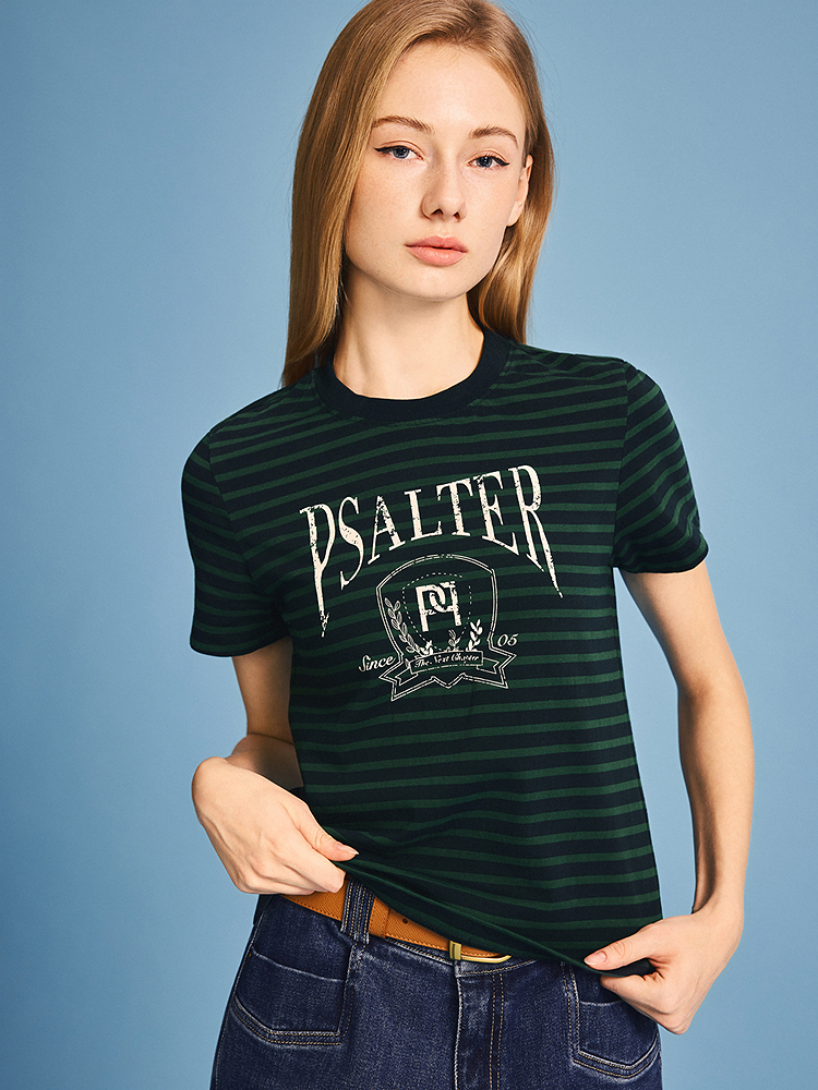 PSALTER诗篇 2026春季新款印花条纹T恤6C66160043