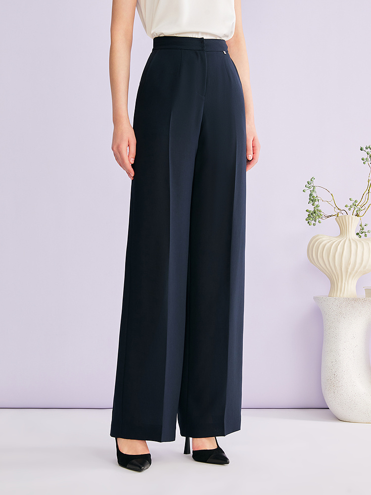 YINER音儿专选2026夏季新款时尚通勤醋酸混纺直筒阔腿西装休闲裤8C66220016