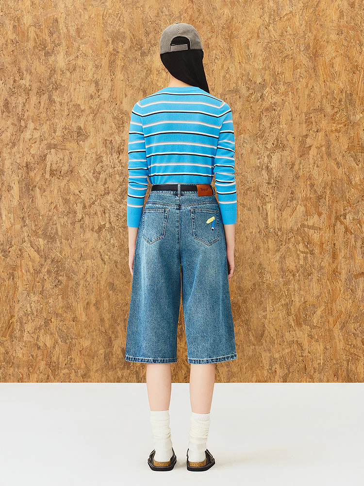 ToyzY2026春季新款中腰直筒小A型酷飒七分牛仔裤ZC36120670