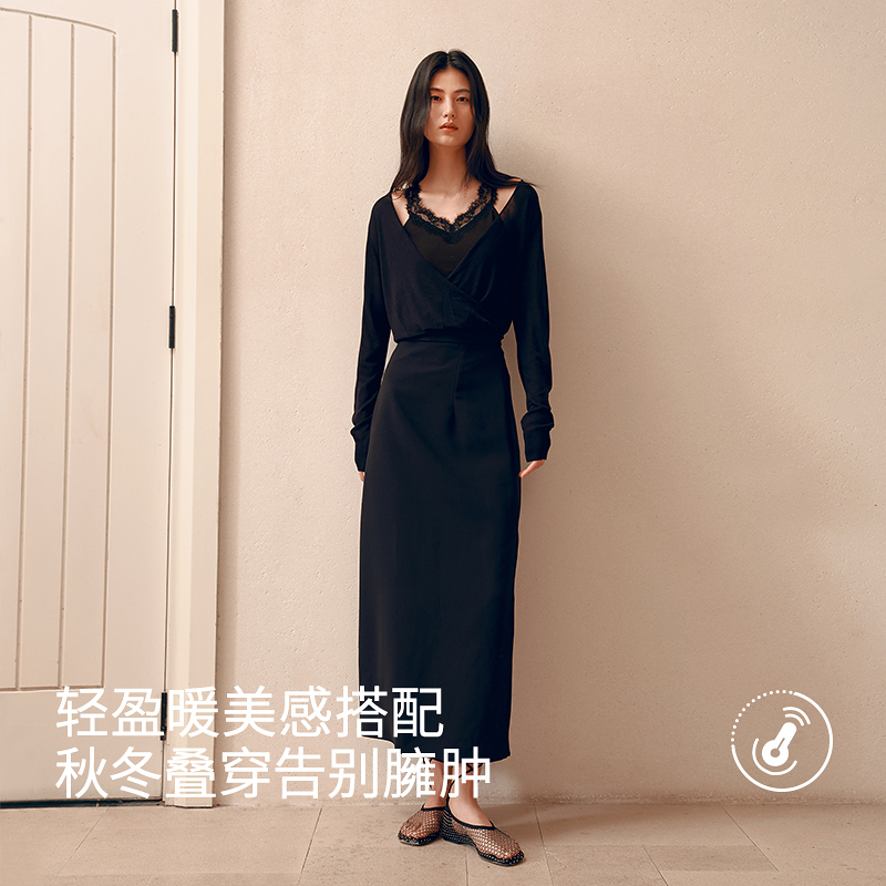 腈纶羊毛双面绒蕾丝背心8J35327100