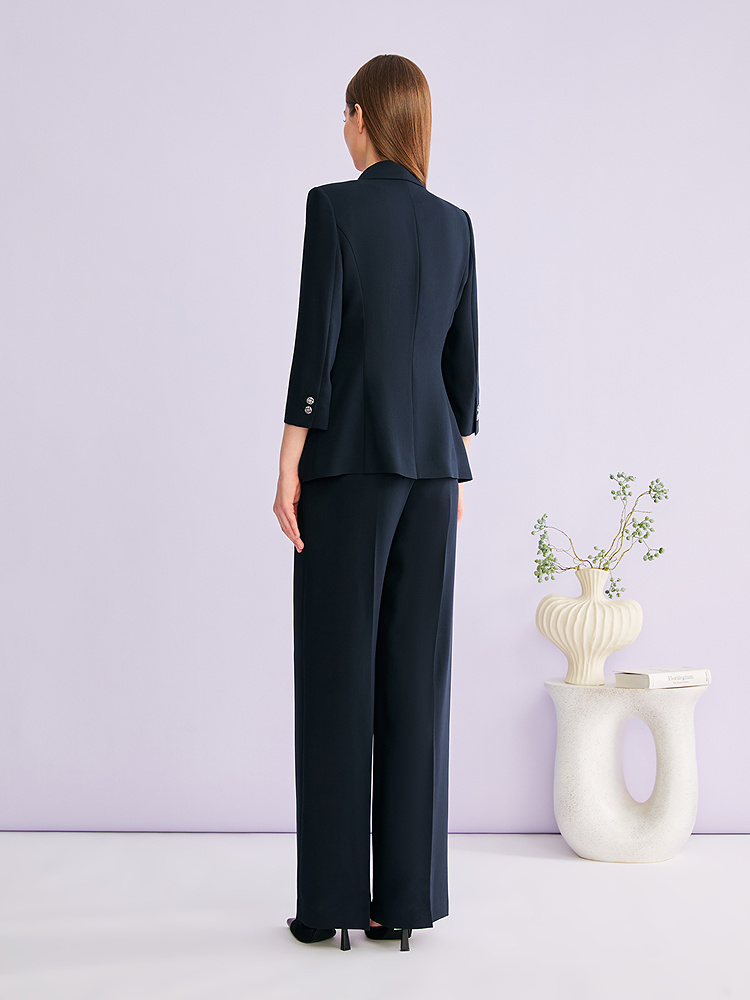 YINER音儿专选2026夏季新款时尚通勤醋酸混纺直筒阔腿西装休闲裤8C66220016