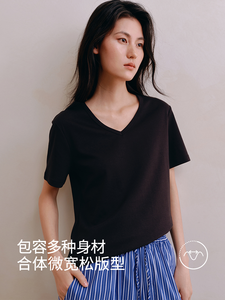 7A抗菌超柔100%长绒棉V领T恤8J35227220