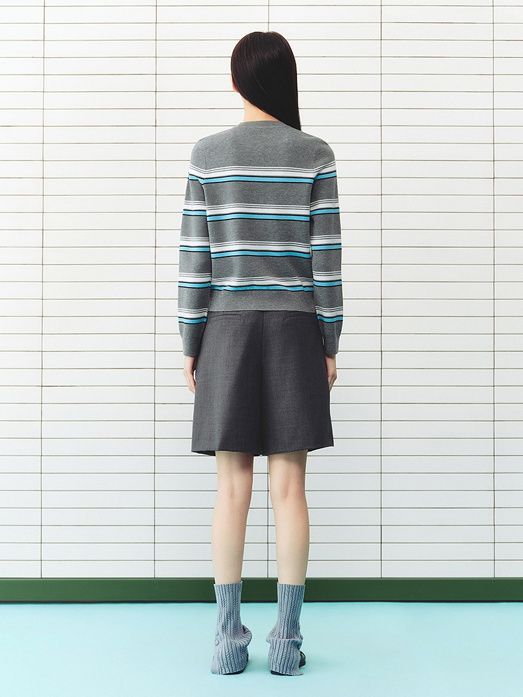 ToyzY2026春季新款撞色条纹亲肤品质毛针织开衫ZC36106780