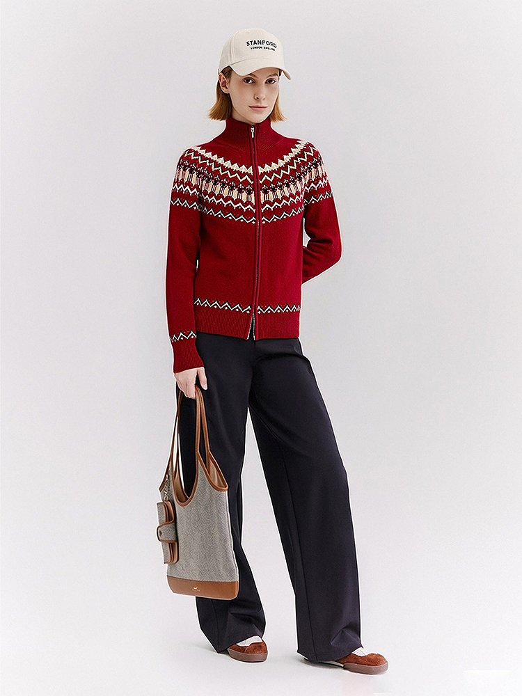 XII BASKET十二篮专选26年春季新款节日氛围感100%羊毛费尔岛开衫7C66106290