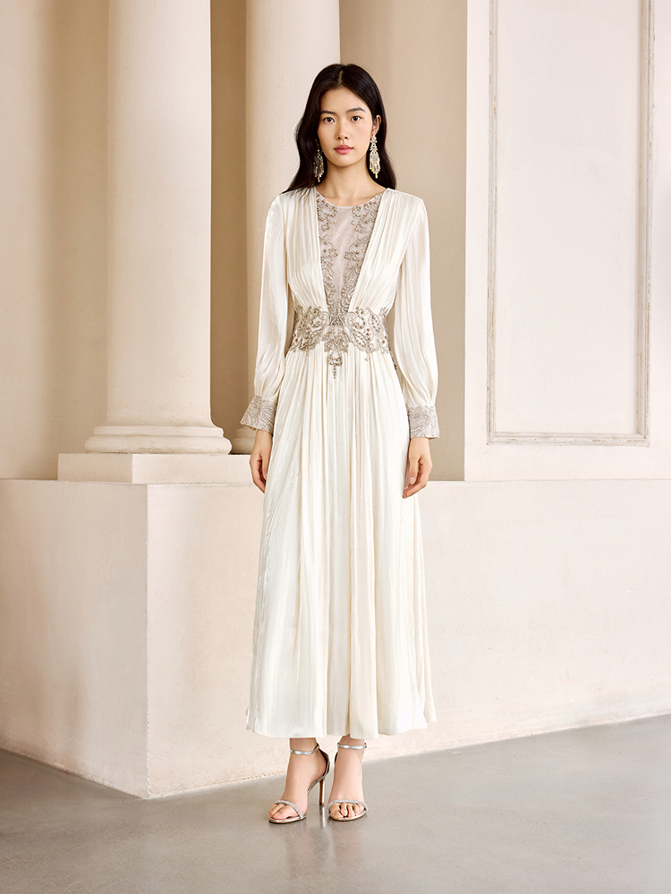 OBBLIGATO奥丽嘉朵2026春季新款重工钉珠高级定制连衣裙1C36105260