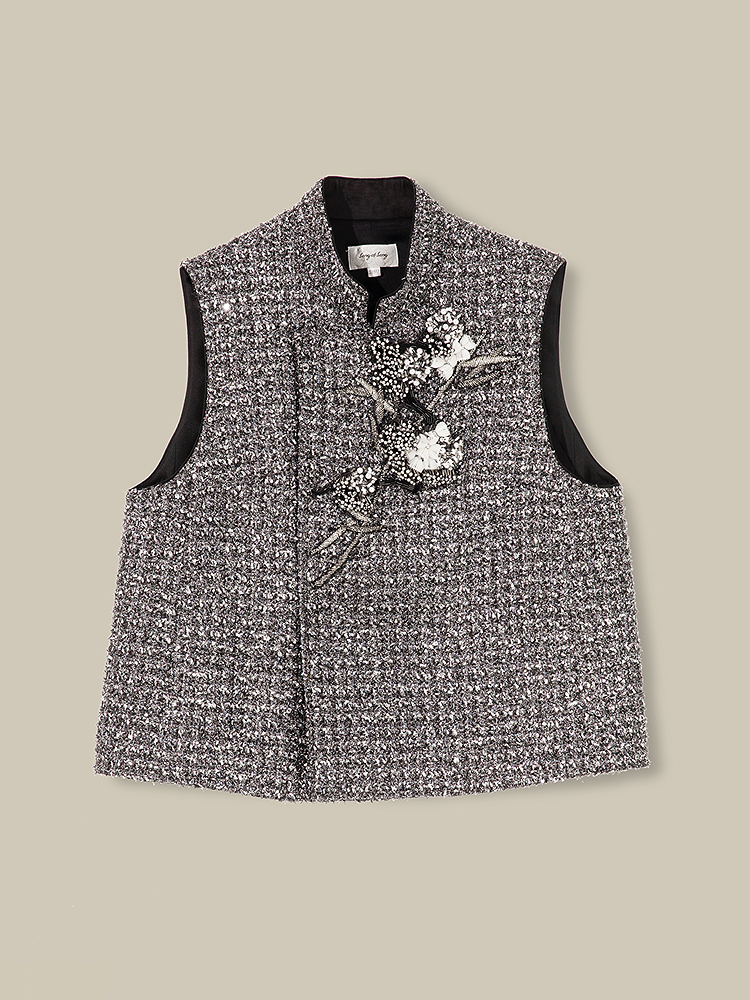 Song of Song歌中歌2026春季新品花卉钉珠点缀高定马甲上衣5C36101025