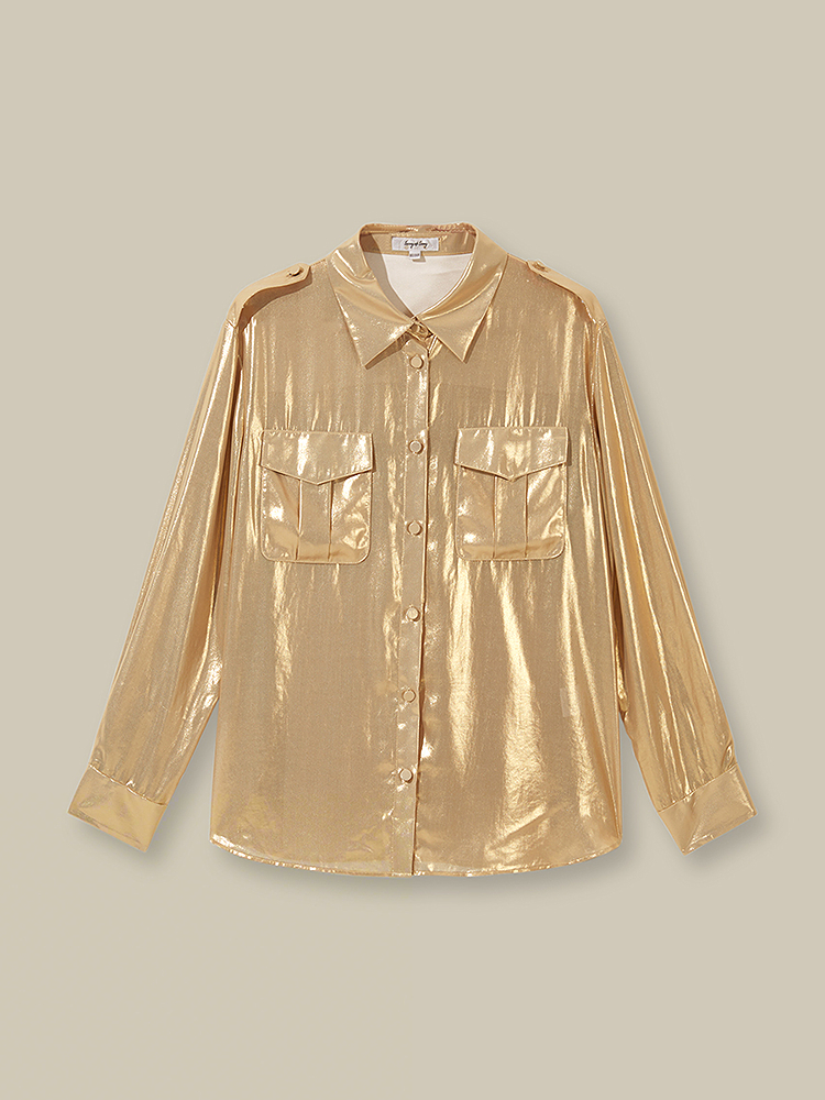 【压印工艺】Song of Song歌中歌2026春季新款金色工装老钱风衬衫5C36130080
