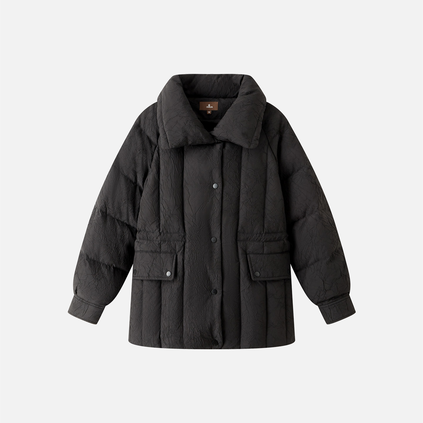 INSUN恩裳专选2025冬季简约立领一手长鹅绒羽绒服9C65508630