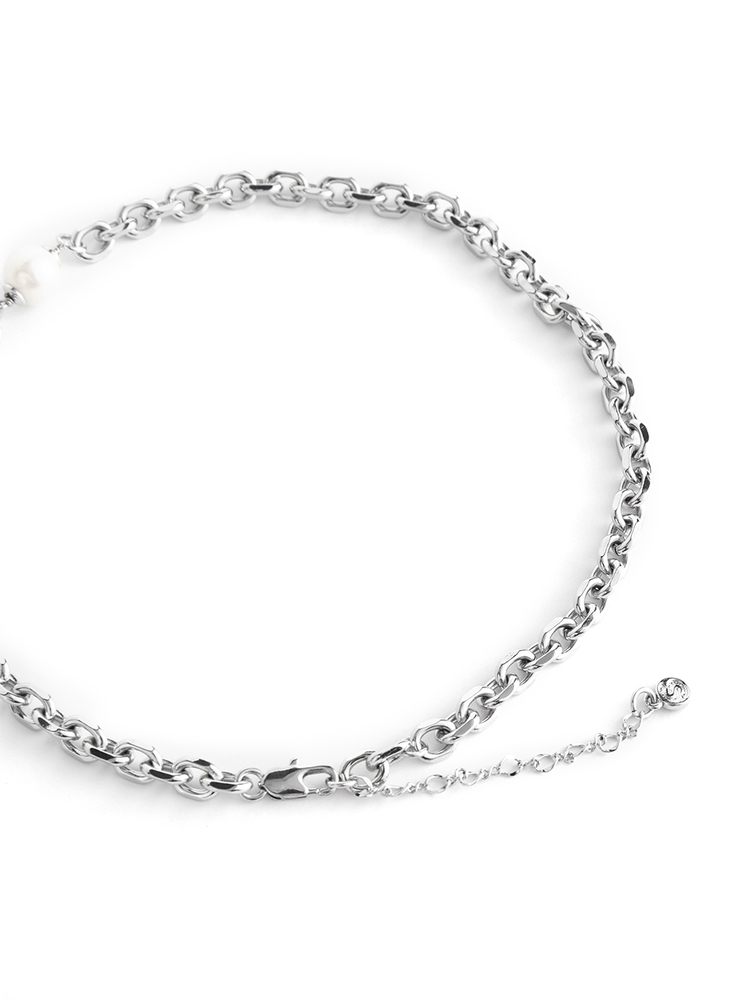 INSUN恩裳2024夏装时尚银色金属项链锁骨链9C34296020