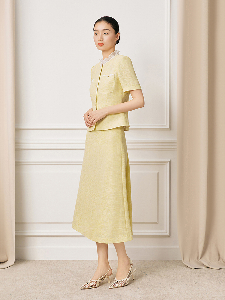 Song of Song歌中歌2026夏绞罗织光·鹅黄小香风外套5C66210010