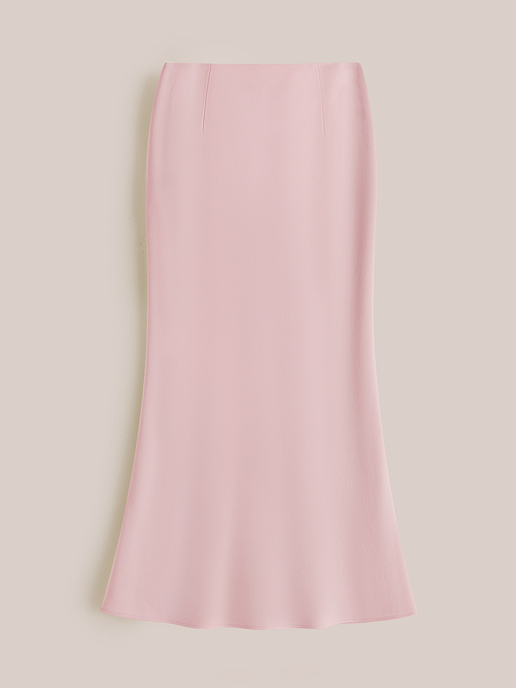 OBBLIGATO奥丽嘉朵2026春季新款醋酸混纺斜裁浅粉色鱼尾半身裙1C66150060