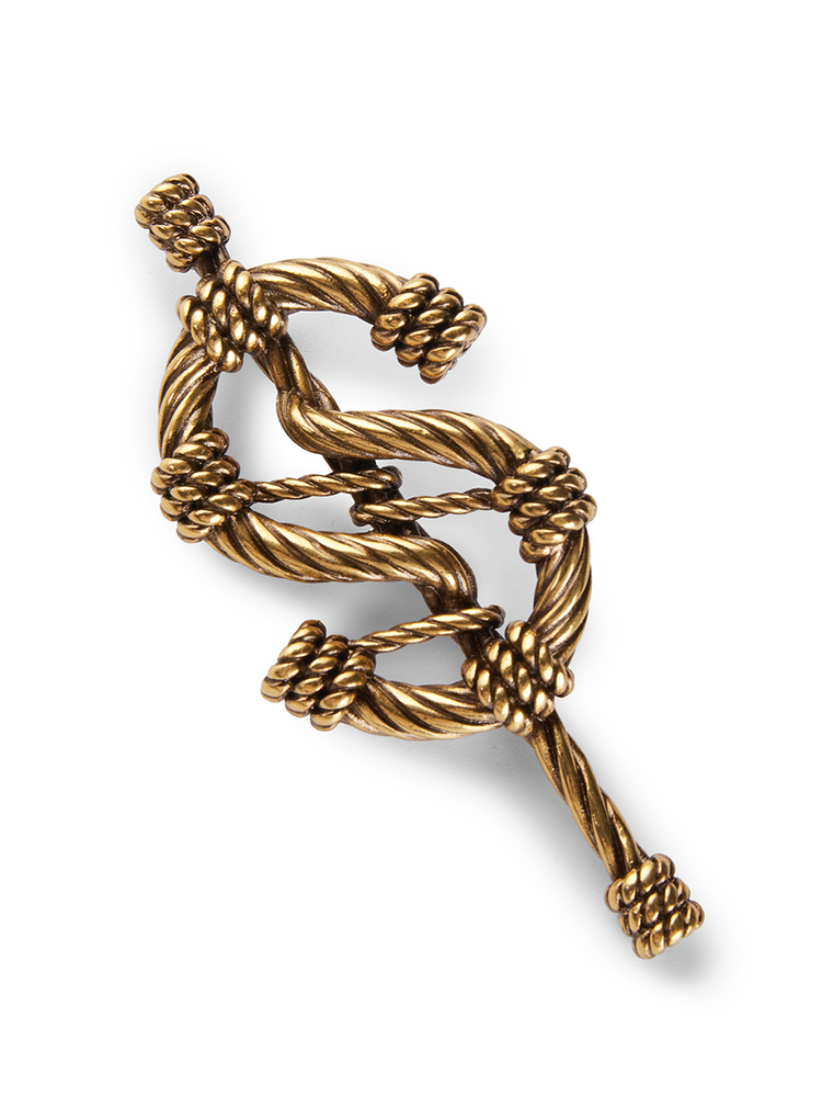 INSUN恩裳2024秋季复古金色几何编织女士胸针9C34394010