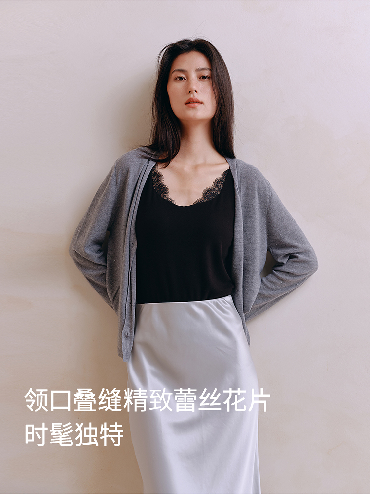 德绒羊毛双面绒带杯背心8J35502010