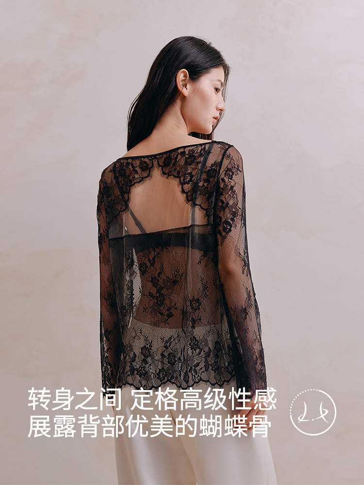 高阶浪漫叠穿蕾丝衫8J35327200