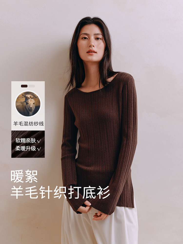 立体竖纹德绒羊毛针织衫8J35327180