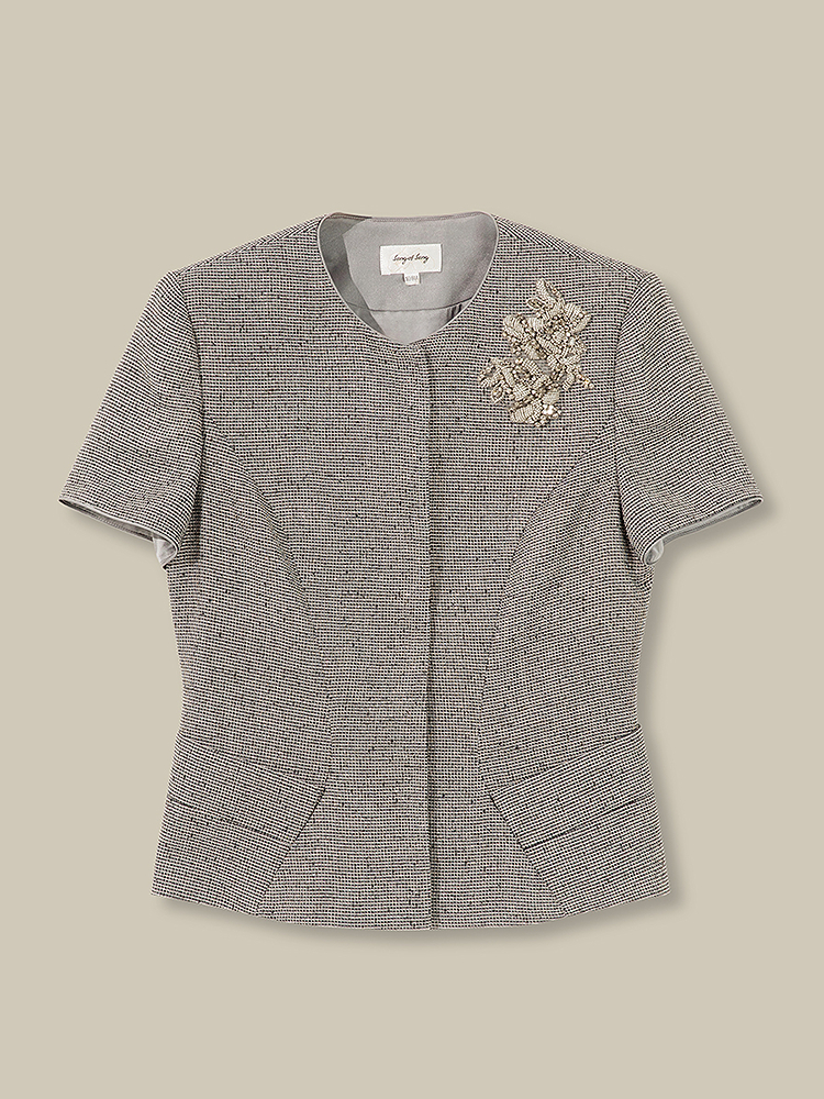 【绞综工艺】Song of Song歌中歌2026夏季新款奢感收腰钉珠外套5C36210150