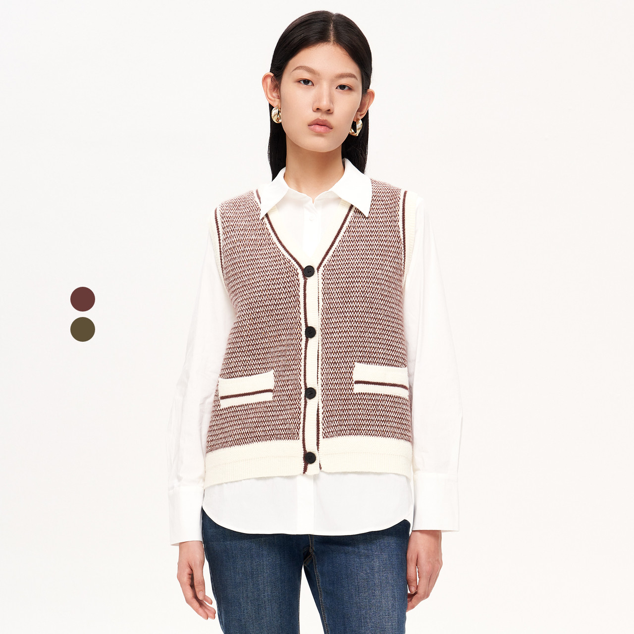 XII BASKET十二篮22年秋季时尚马夹7C62340050(买马甲送绿色马甲搭配款白衬衫)