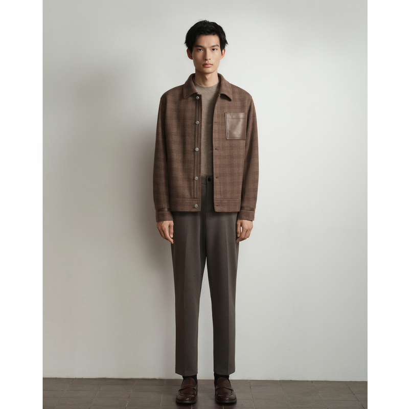 HEARDRO复古拼皮细格高品夹克 8J53322560