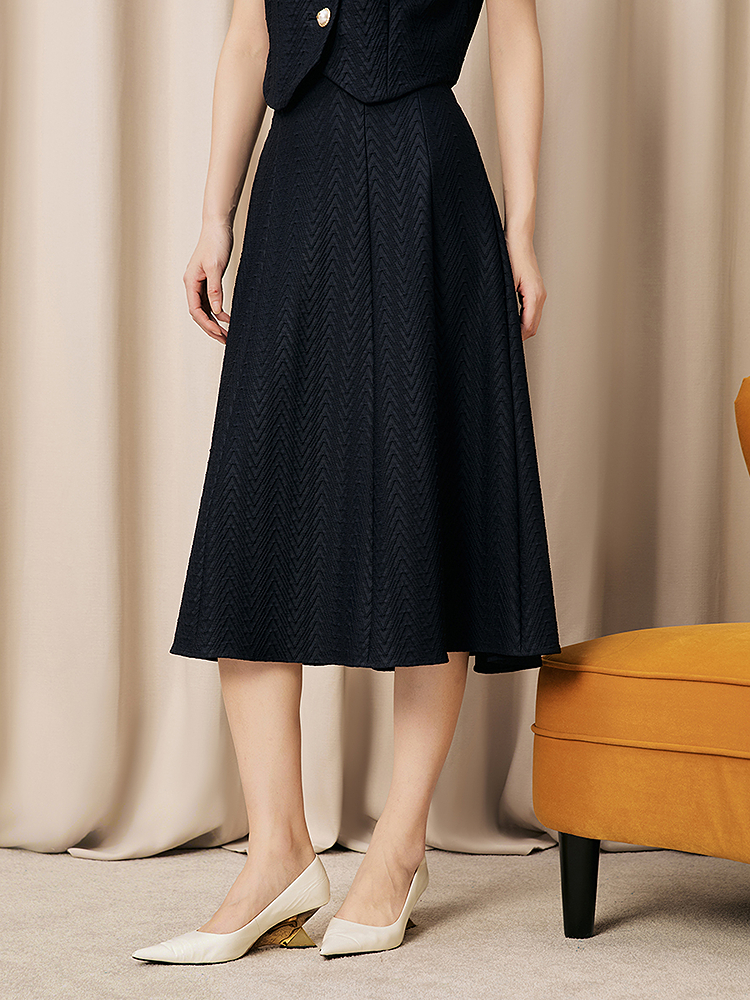 Song of Song歌中歌2026夏季新款纹理感通勤显瘦气质A字半裙5C66250016