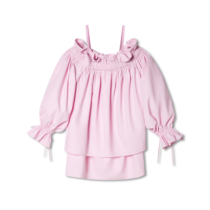 【切货下架】SALT.P可颜 2024年春季立体荷叶领可拆卸肩带单上衣AC34170060