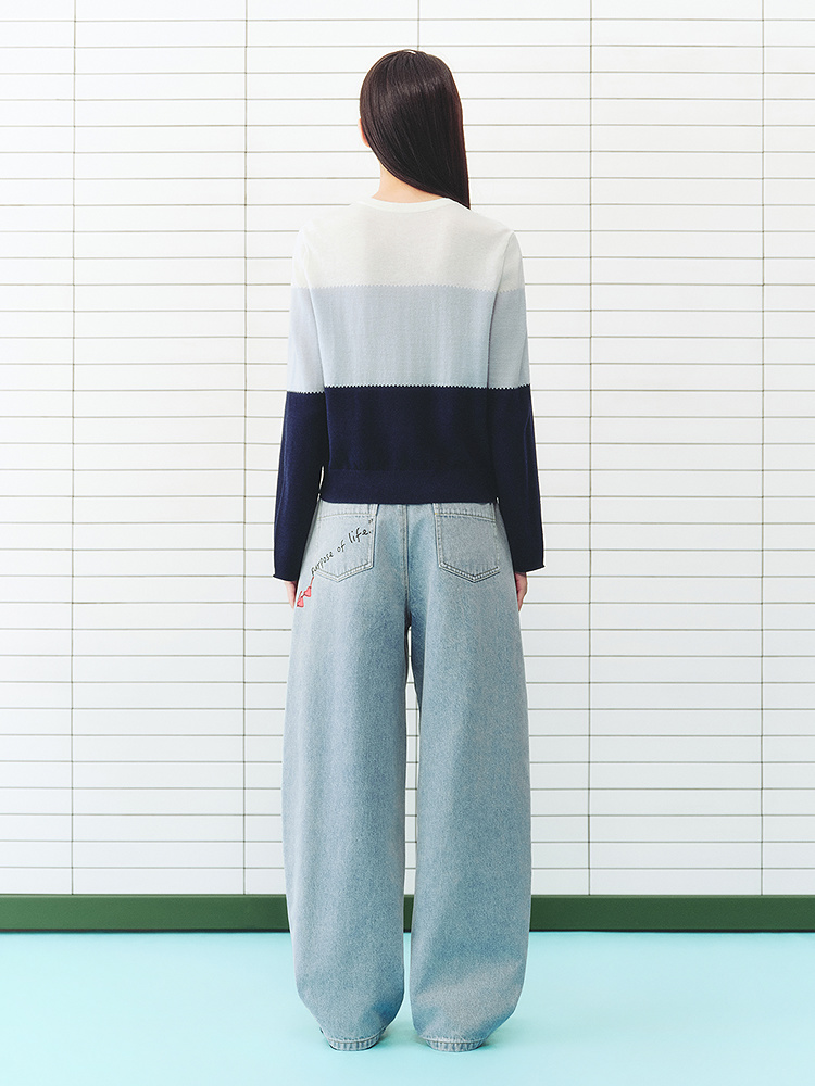 ToyzY2026春季新款分割感精致刺绣毛针织衫ZC36106890