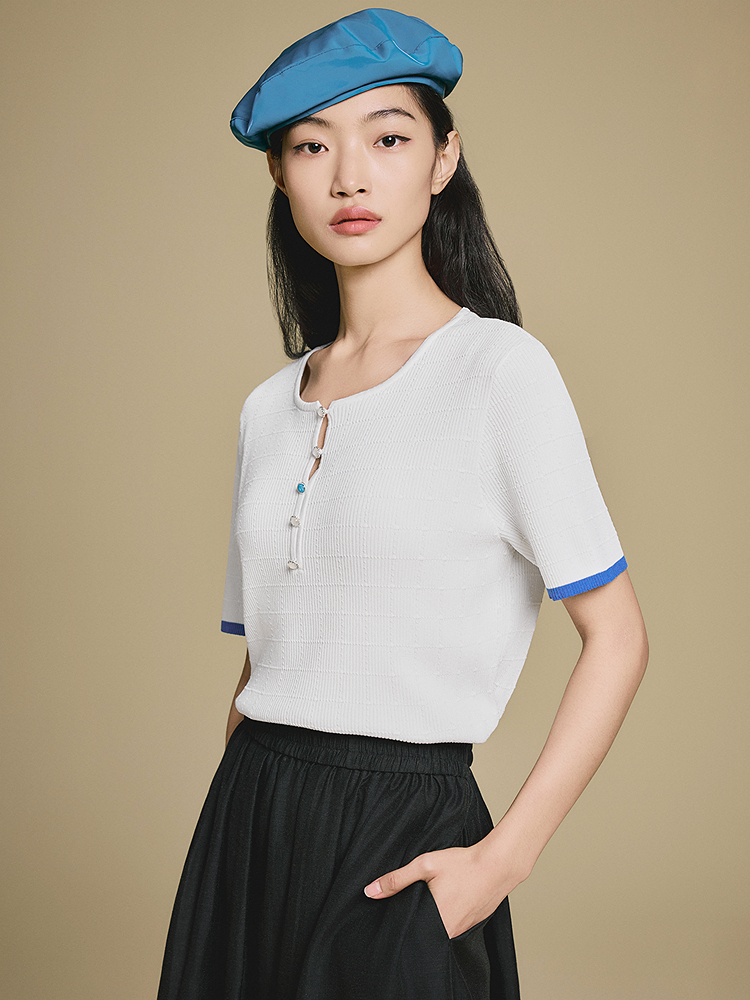 PSALTER诗篇 撞色圆领肌理感毛衫6C65206263