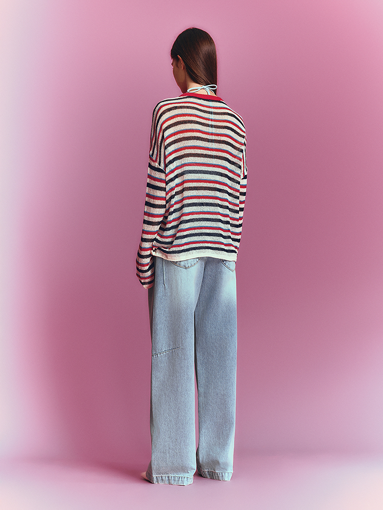 SALT.P可颜 2026夏季新款撞色条纹圆领针织衫AC36206150