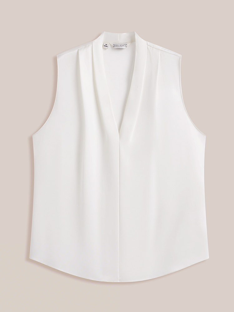 OBBLIGATO奥丽嘉朵2026早秋新款进口三醋酸缎面光泽感无袖女上衣1C36370130