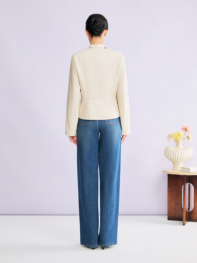 YINER音儿2026春季新款时尚复古棉弹莱赛尔混纺直筒休闲牛仔裤8C36120180