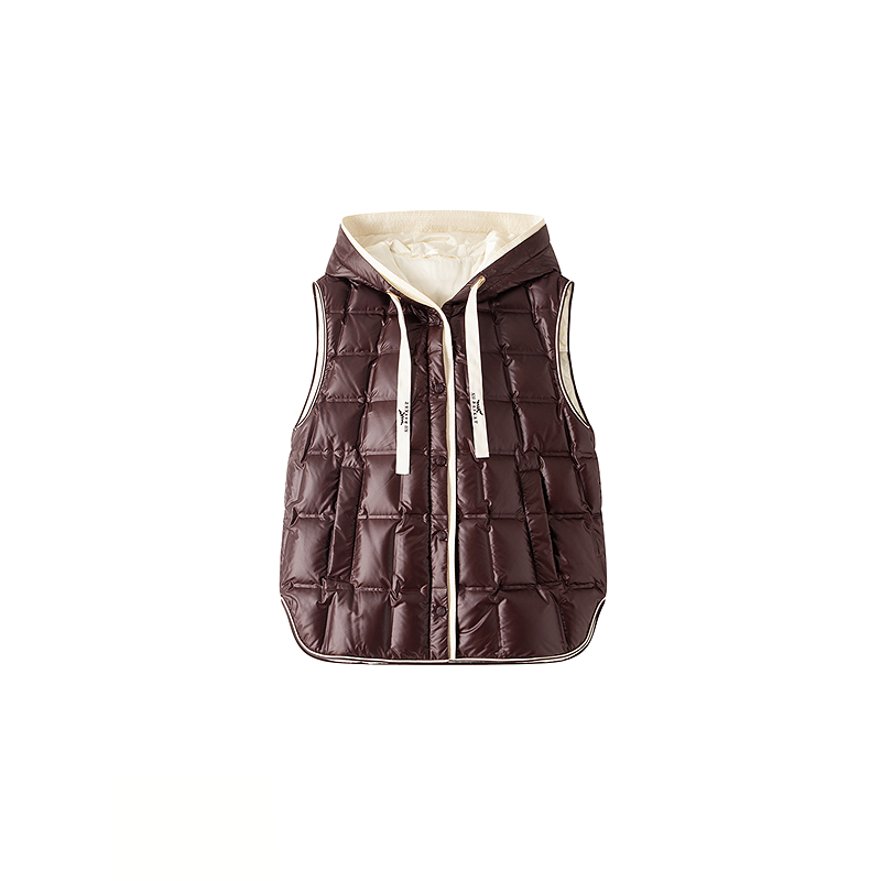 XII BASKET十二篮商场25冬新款90白鹅绒高填充保暖连帽马甲面包服7C35508370