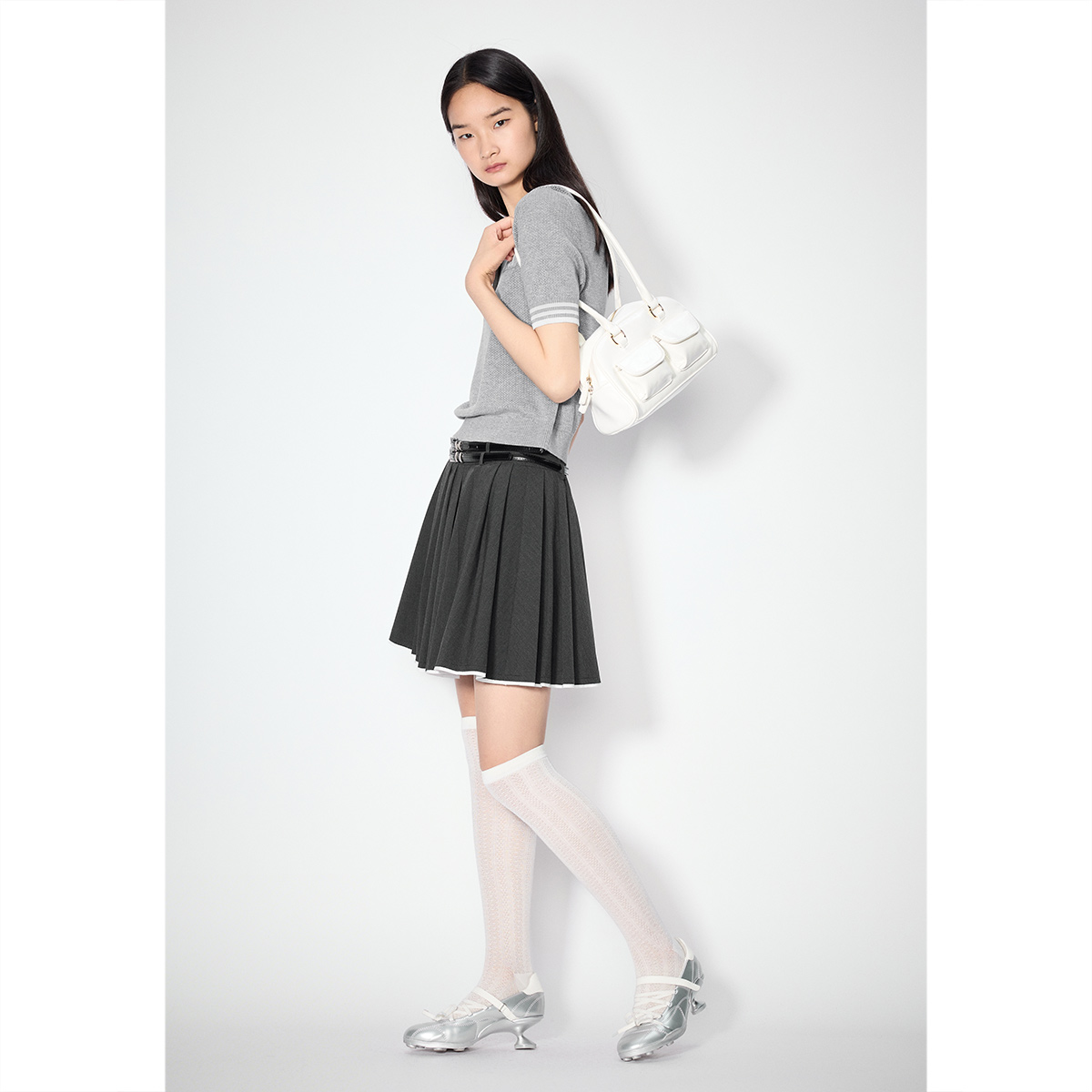 SALT.P可颜 2025夏季新款莱赛尔天丝撞色翻领针织衫AC35206490