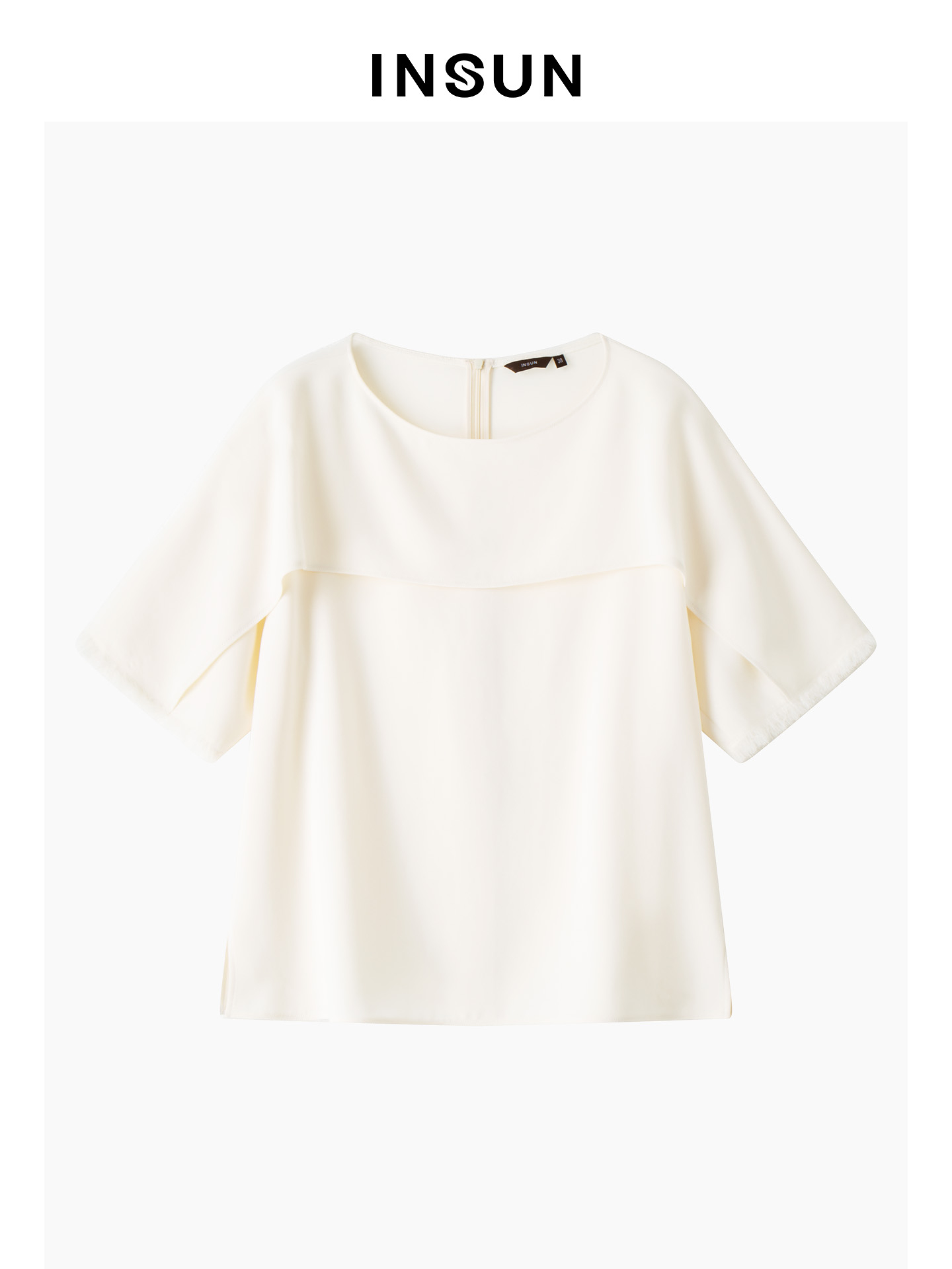 INSUN恩裳专选2026夏季圆领简约显瘦垂坠感短袖T恤9C66270050