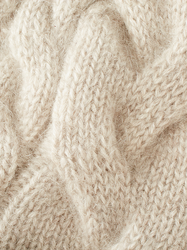 INSUN恩裳2025冬季简约纯色绞花全山羊绒针织毛线帽9C35593010