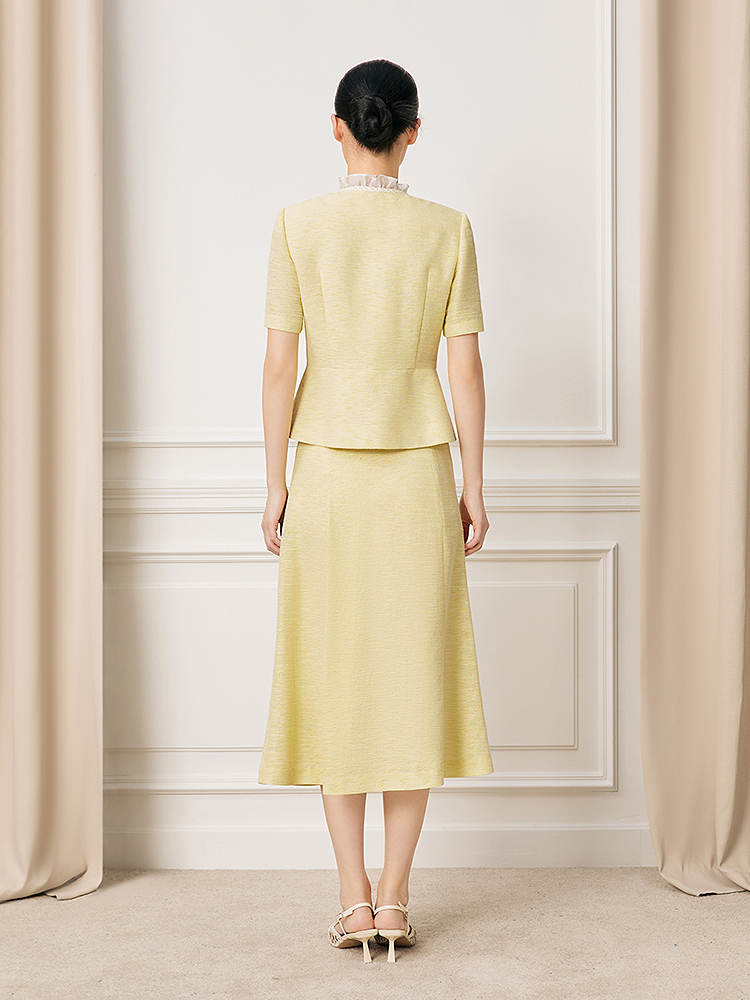 Song of Song歌中歌2026夏绞罗织光·鹅黄小香风外套5C66210010