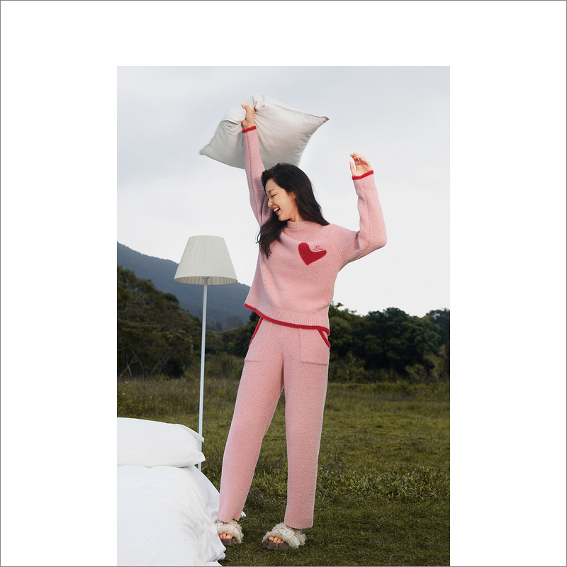 YINER LIFE 双面穿爱心绒绒家居套装 8J52505050