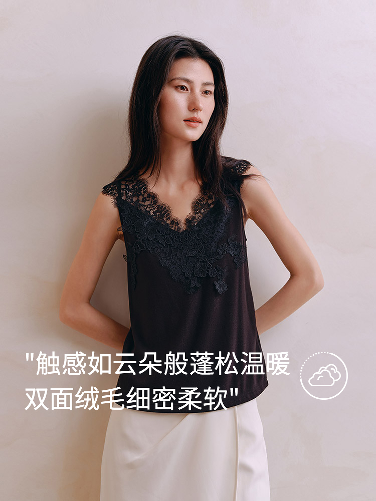 腈纶羊毛水溶蕾丝背心8J35527120