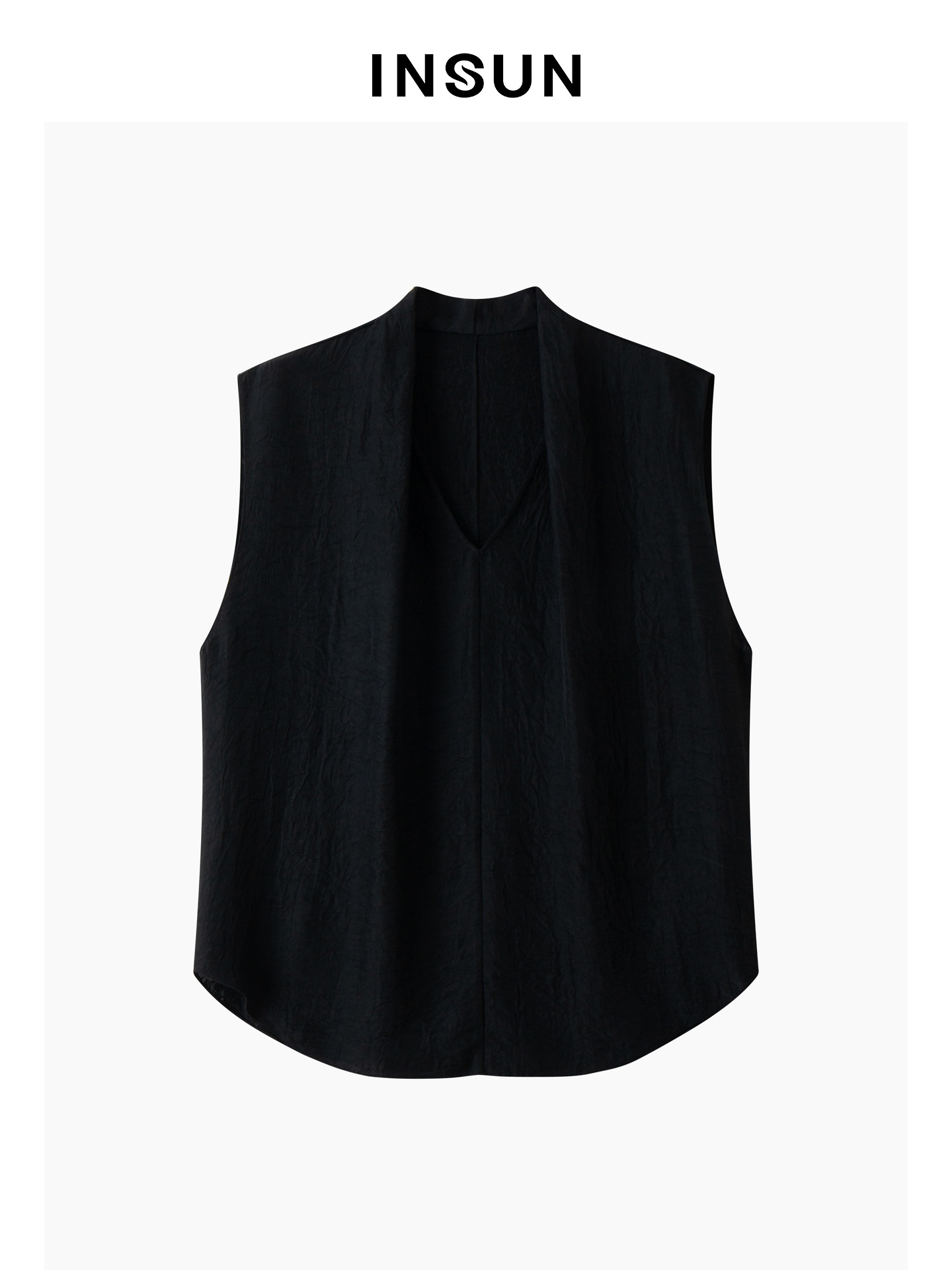 INSUN恩裳专选2026夏季V领连肩袖易打理显瘦100%醋纤背心9C66204010