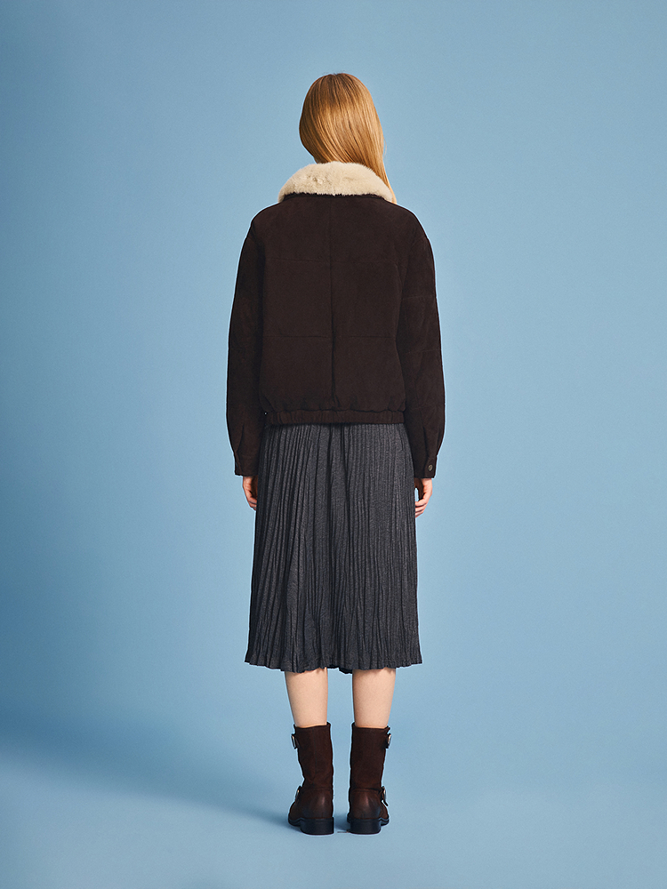 PSALTER诗篇 2026春季新款复古港风绒绵羊皮鹅绒服6C66109093