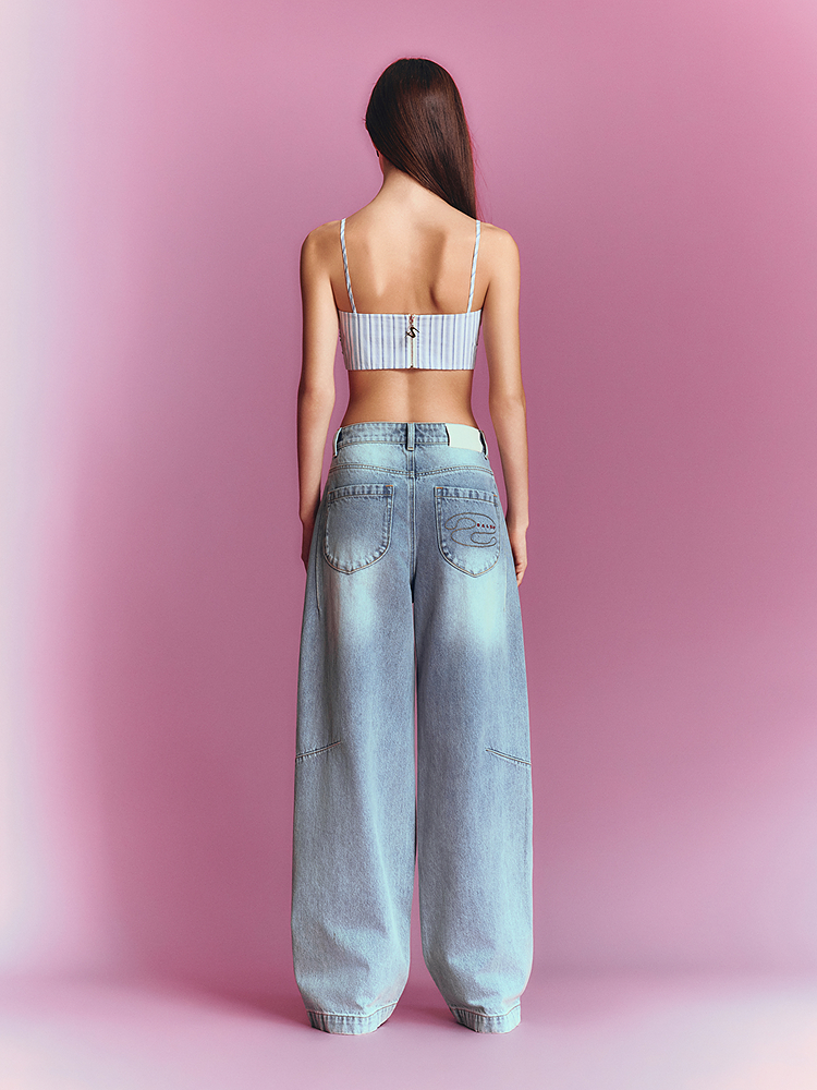 SALT.P可颜 2026夏季新款浅蓝条纹吊带抹胸AC36299050