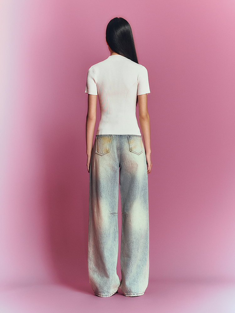 SALT.P可颜 2026夏季新款收腰坑条针织衫AC36206180