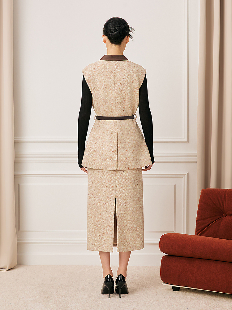 Song of Song歌中歌2025冬季细闪通勤绵羊毛高奢马甲5C65501026