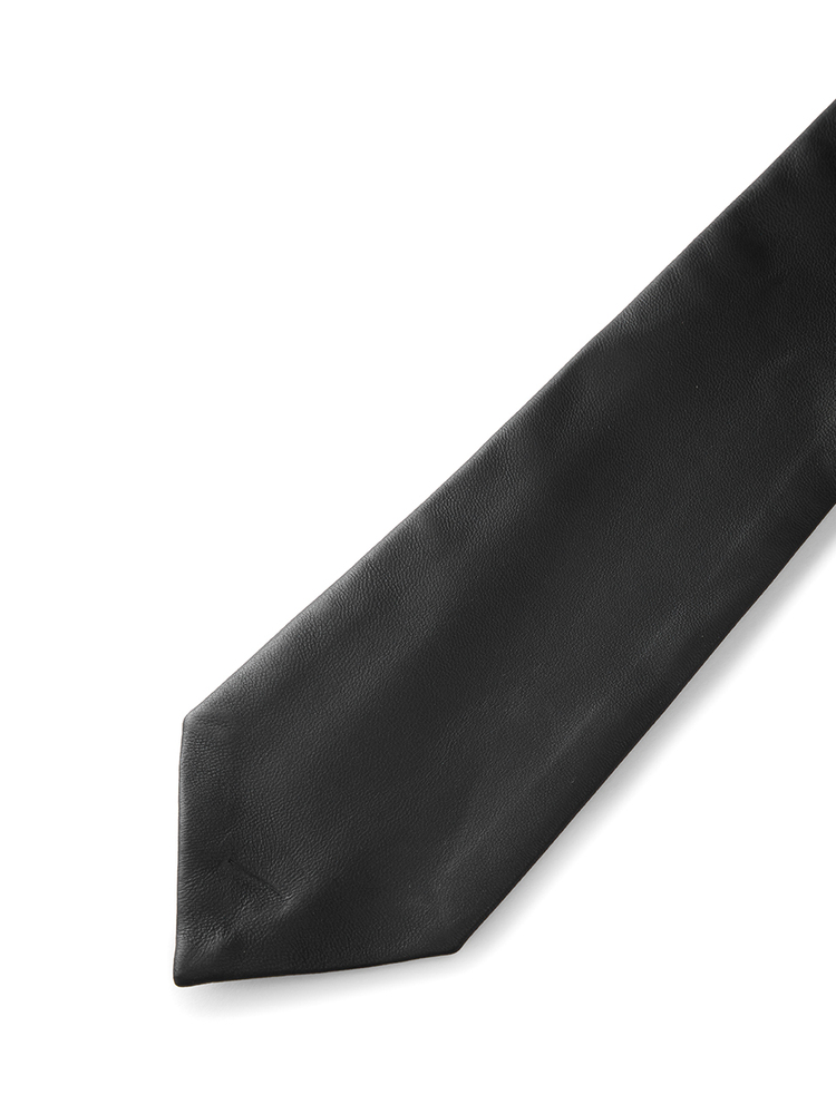INSUN恩裳2024秋季时尚黑色绵羊皮真皮领带9C34393040