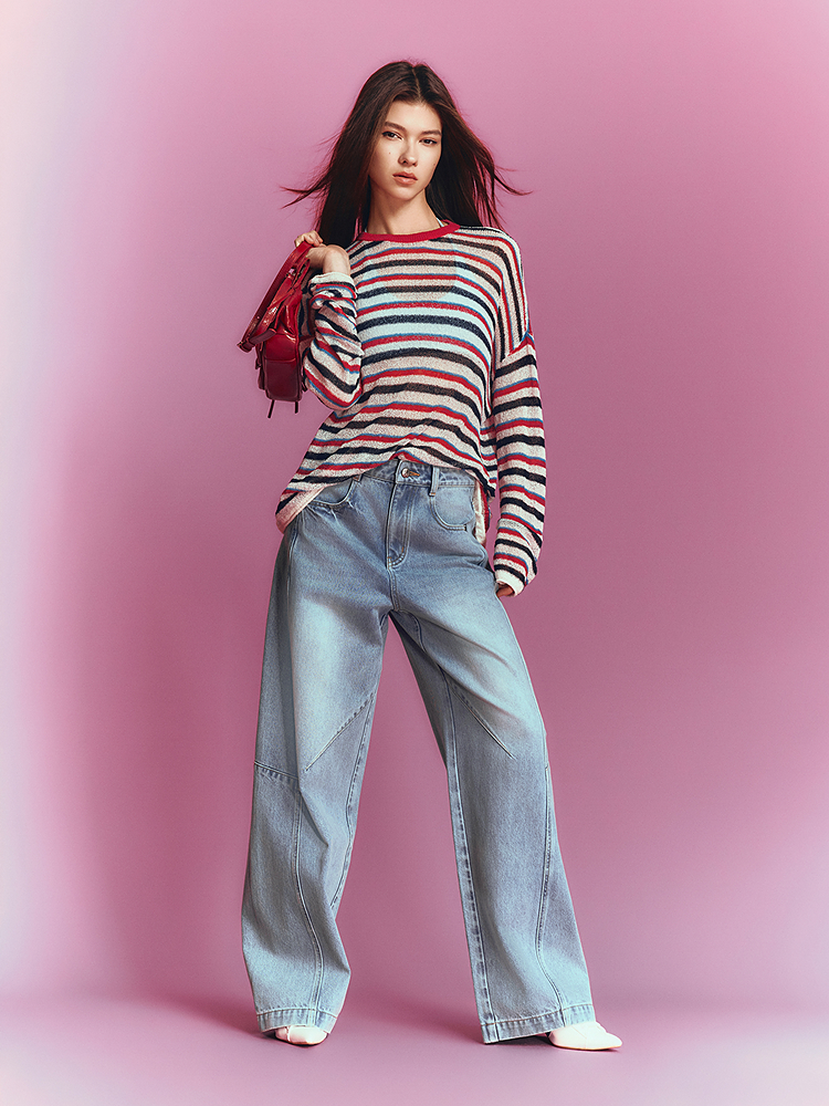 SALT.P可颜 2026夏季新款撞色条纹圆领针织衫AC36206150